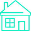 A green icon of a house