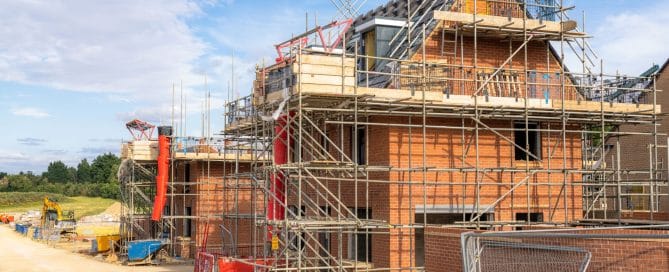 UK new build under construction with scaffolding